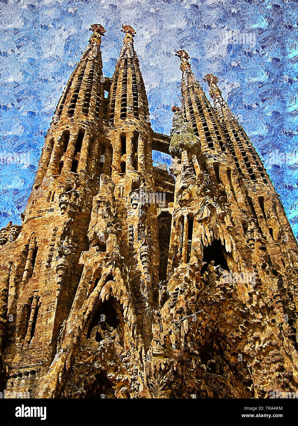 Sagrada Familia, Barcelona. A large Catholic basilica masterpiece of the architect Antoni Gaudí, the leading exponent of Catalan modernism. Stock Photo
