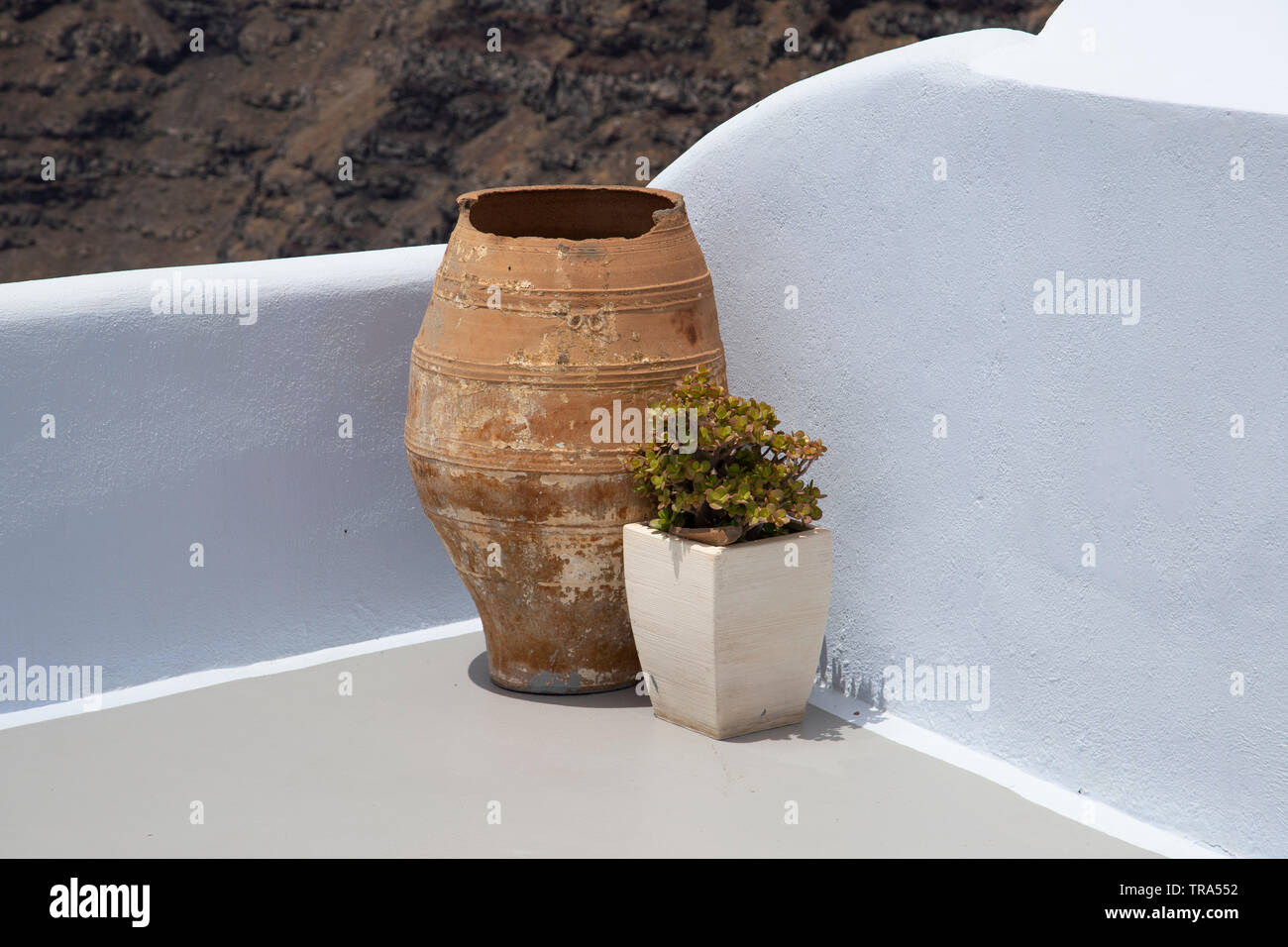 Architecture details at Firostefani village Santorini Greece Stock Photo