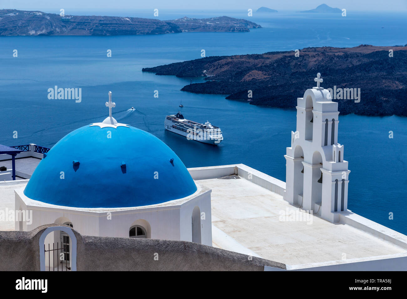 View of Firostefani town Santorini Greece Stock Photo