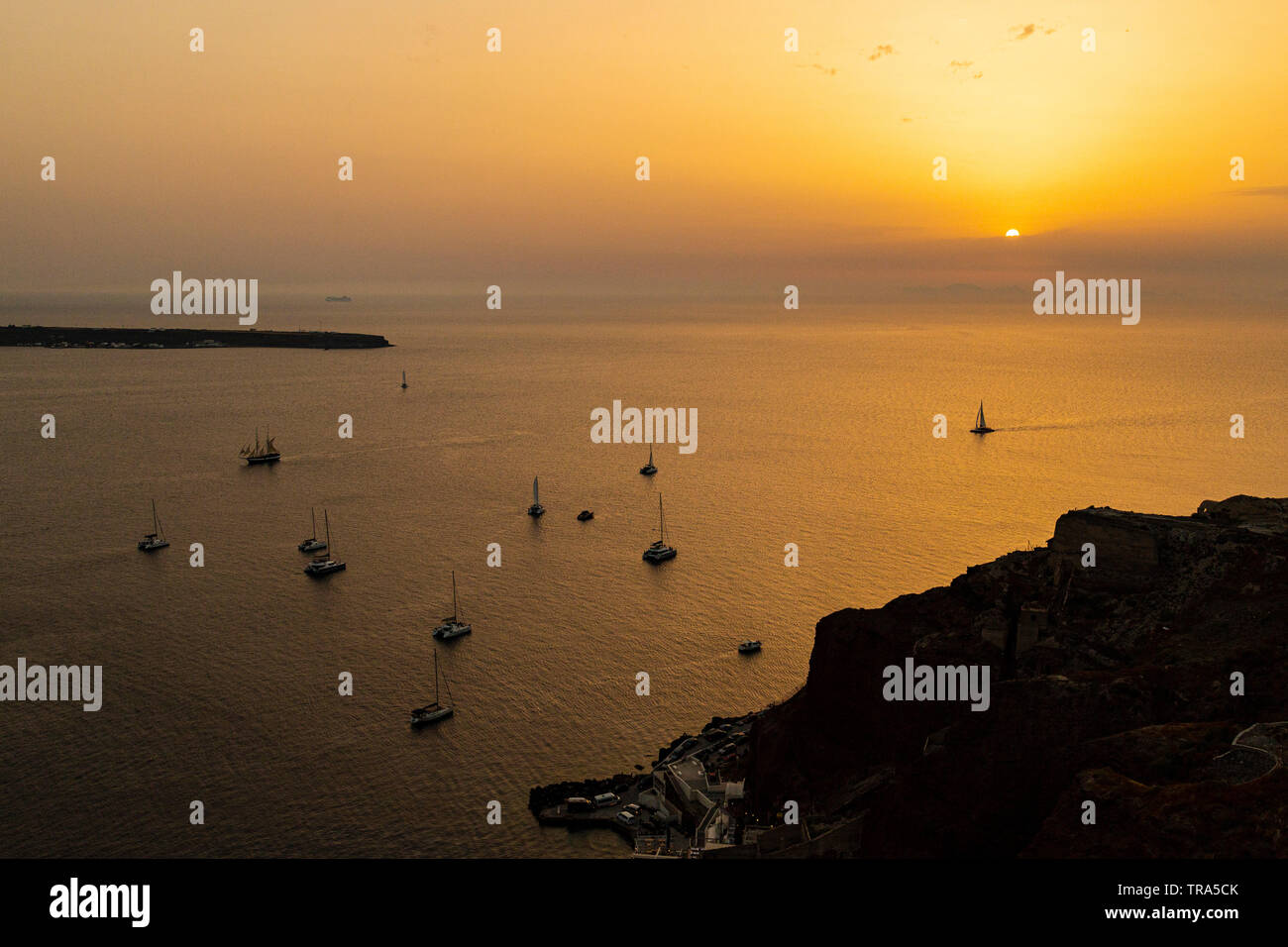 Sunset at Oia Santorini Greece - Stock Image