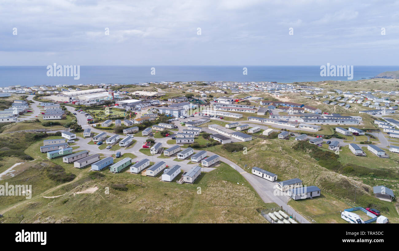 Haven Perran Sands Holiday Park Perranporth, aerial View Stock Photo