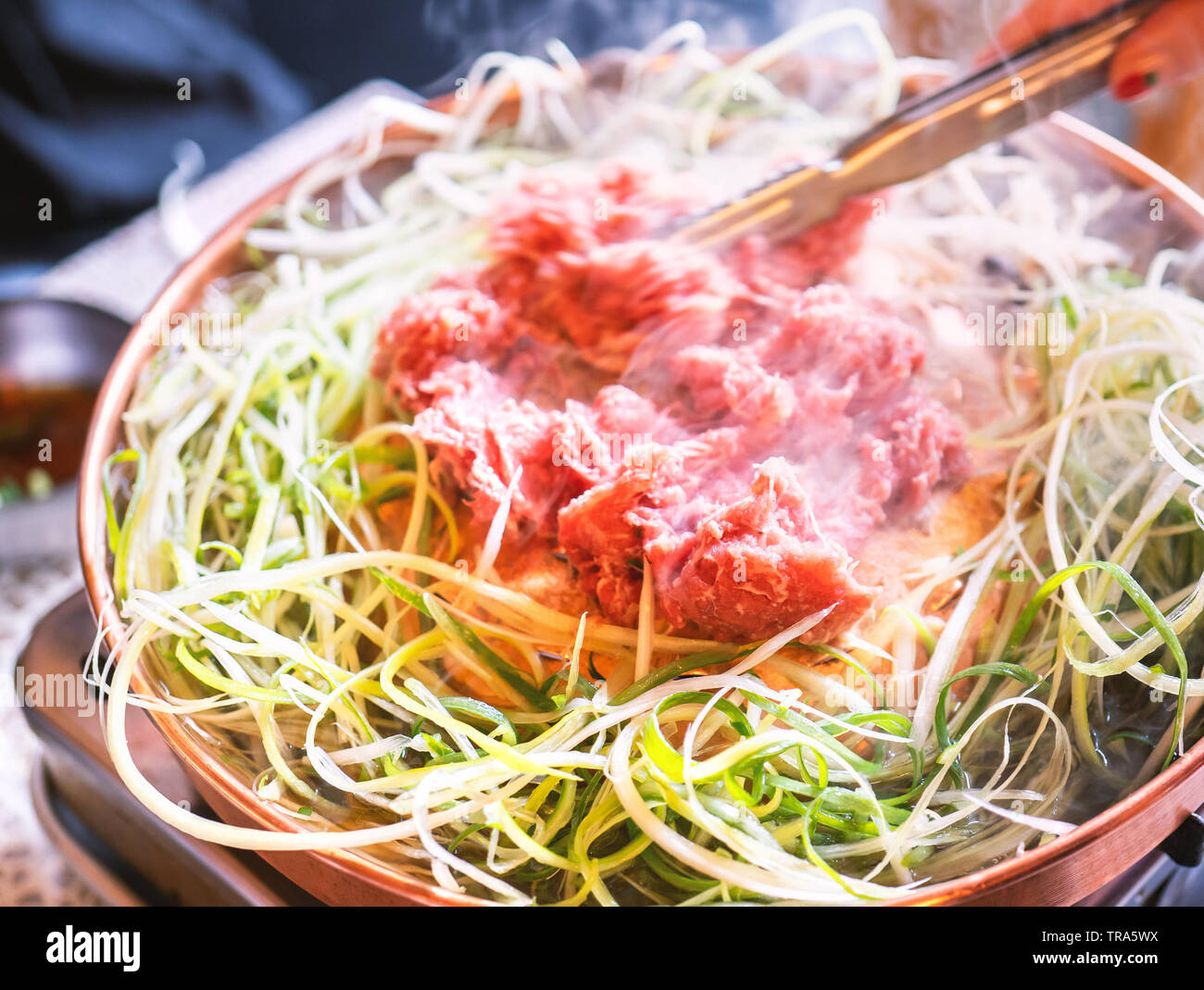 Beef barbecue bulgogi in South Korea restaurant in Seoul, lifestyle fresh korean food cuisine on