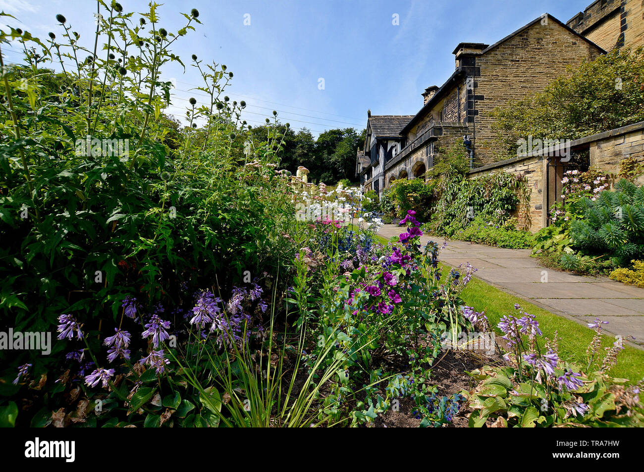 The east terrace garden at Shibden Hall in Halifax. Stock Photo