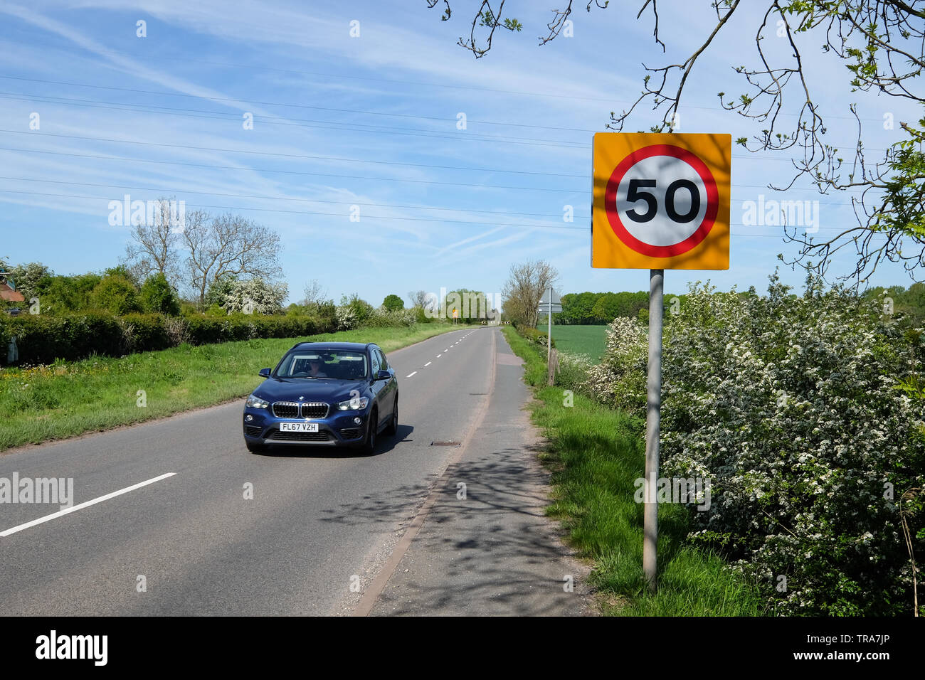 50 mph speed limit Stock Photo