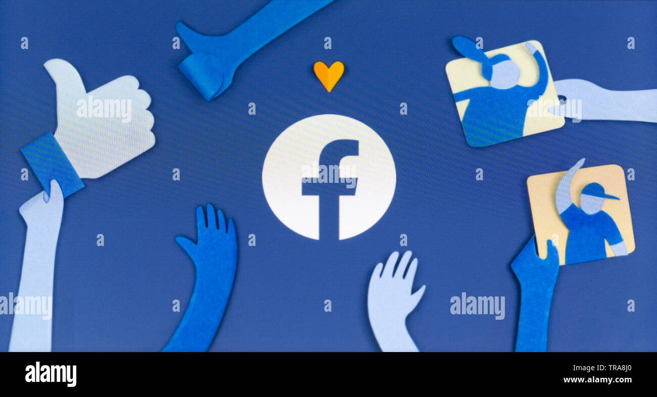 Screenshot of the facebook logo Stock Photo