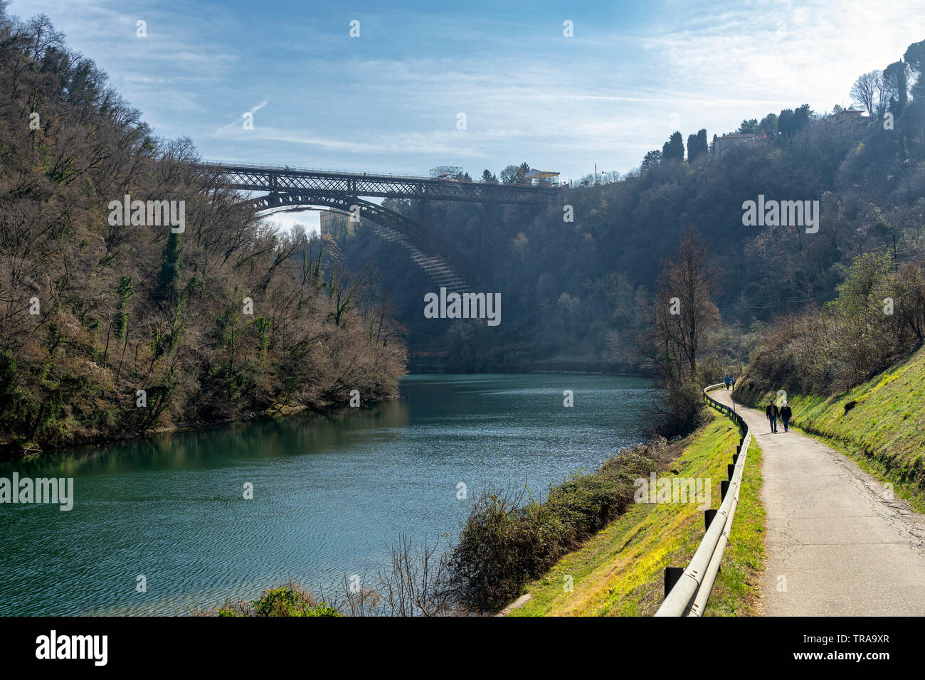 Paderno d'Adda, Lecco, Lombardy, Italy: the historic iron bridge over ...