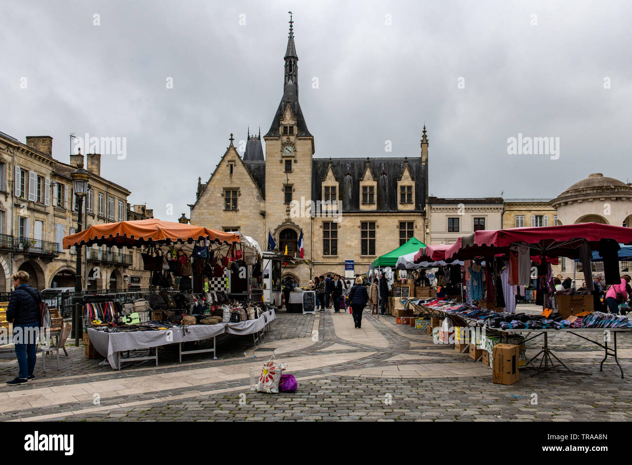 Outdoor Farmer's Market in Libourne, France Stock Photo