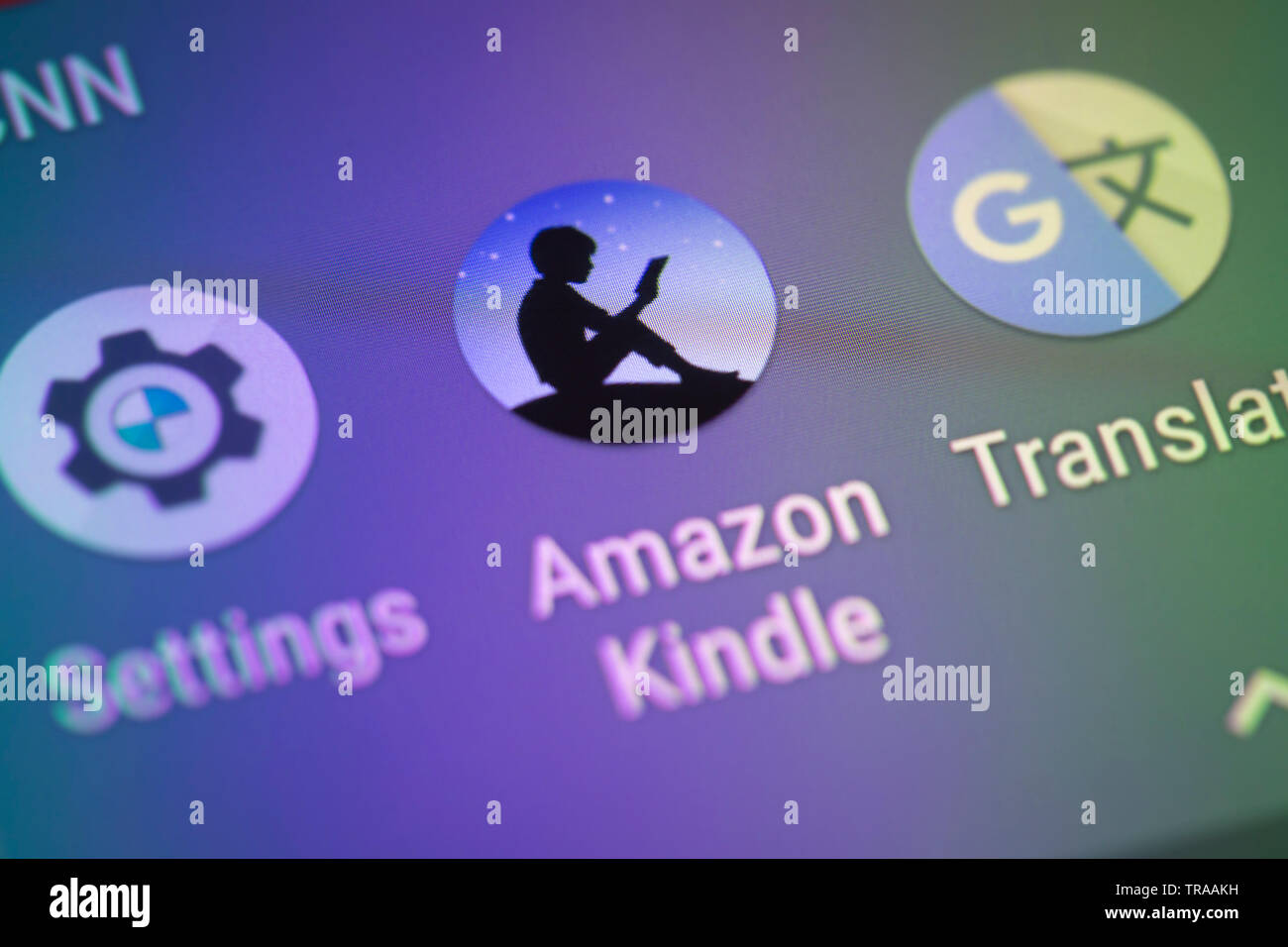 Amazon kindle logo icon on mobile phone screen Stock Photo