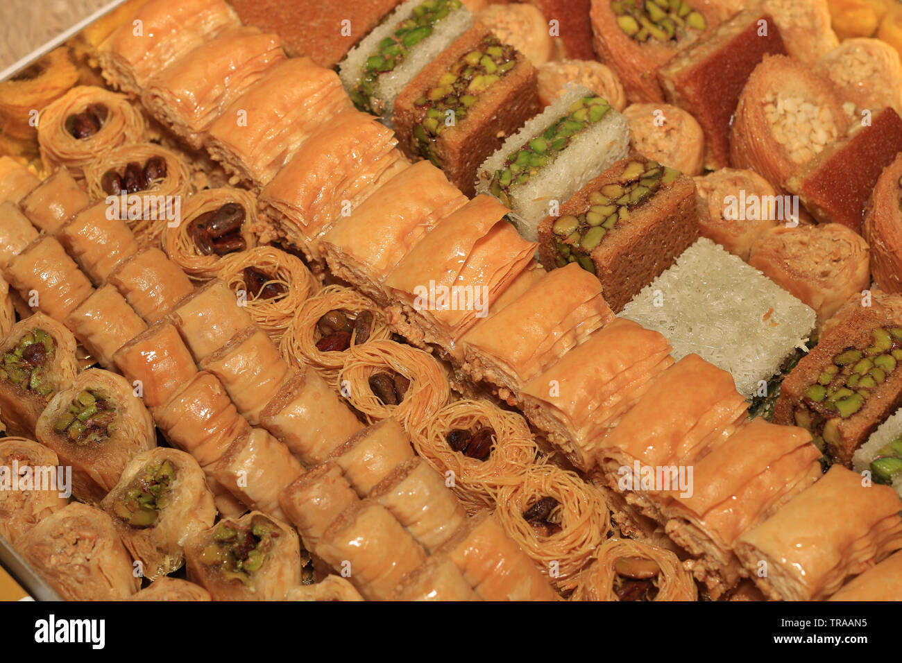 A Nicely Arranged Assortment Of Baklawa Bassma Kol W Shkor Belawrieh Etc Stock Photo Alamy