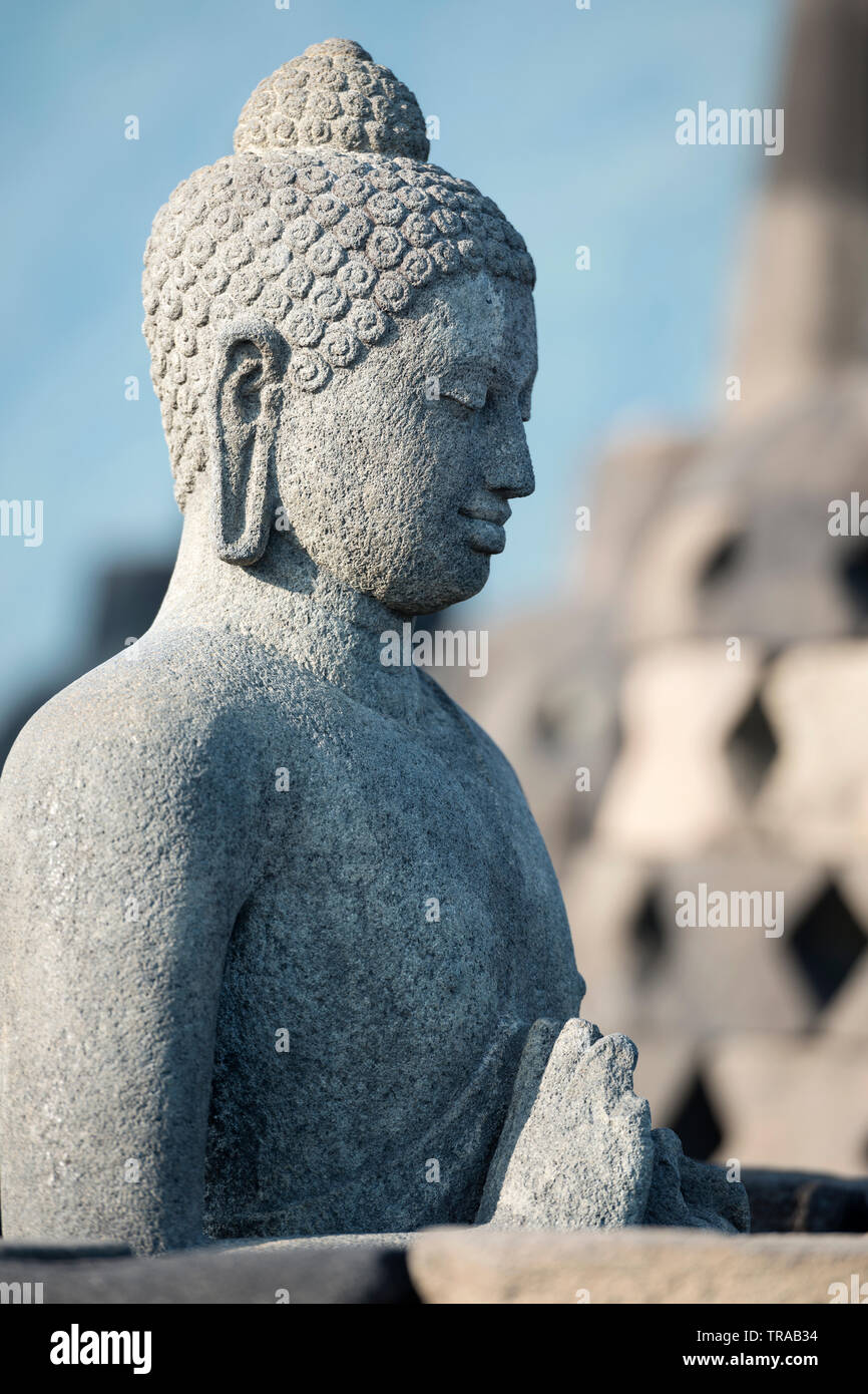 Statue of Buddha, Borobudur, Indonesia Stock Photo