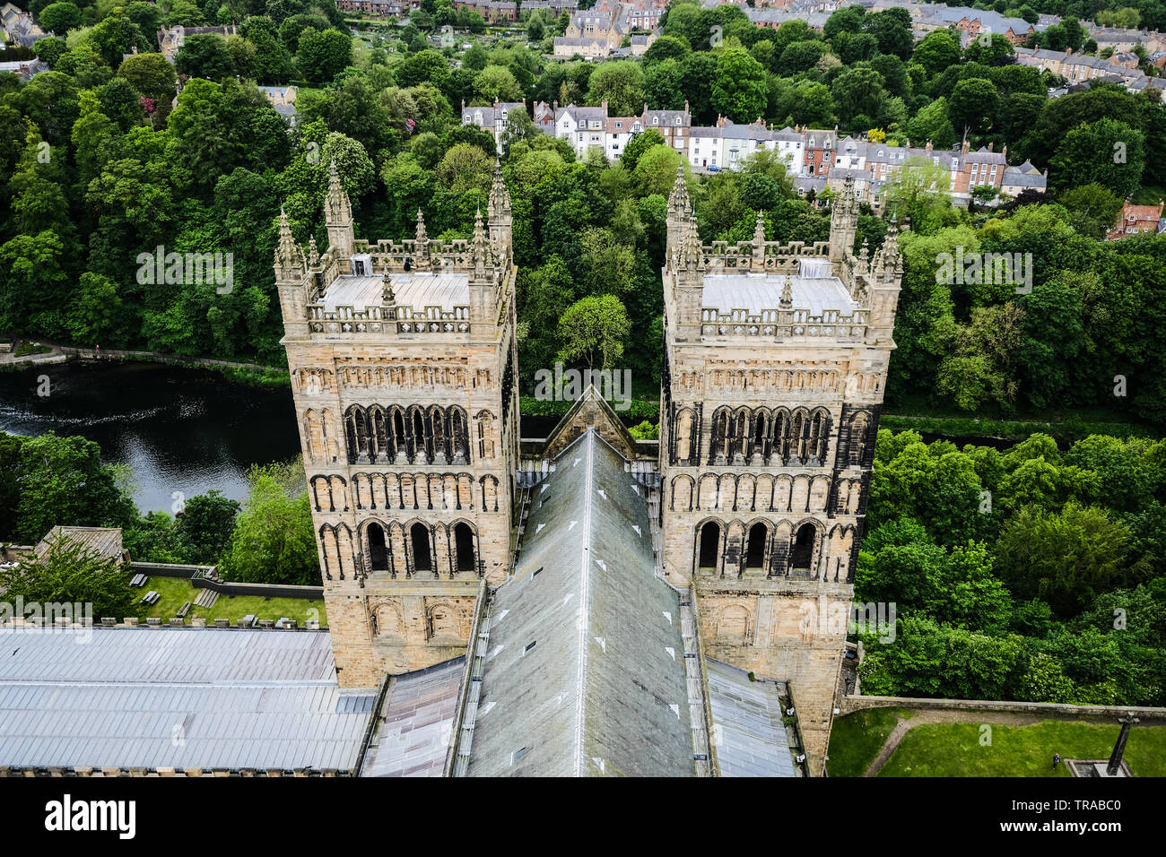 View of Durham, England, from the top of the Central Tower at Durham Cathedral Stock Photo