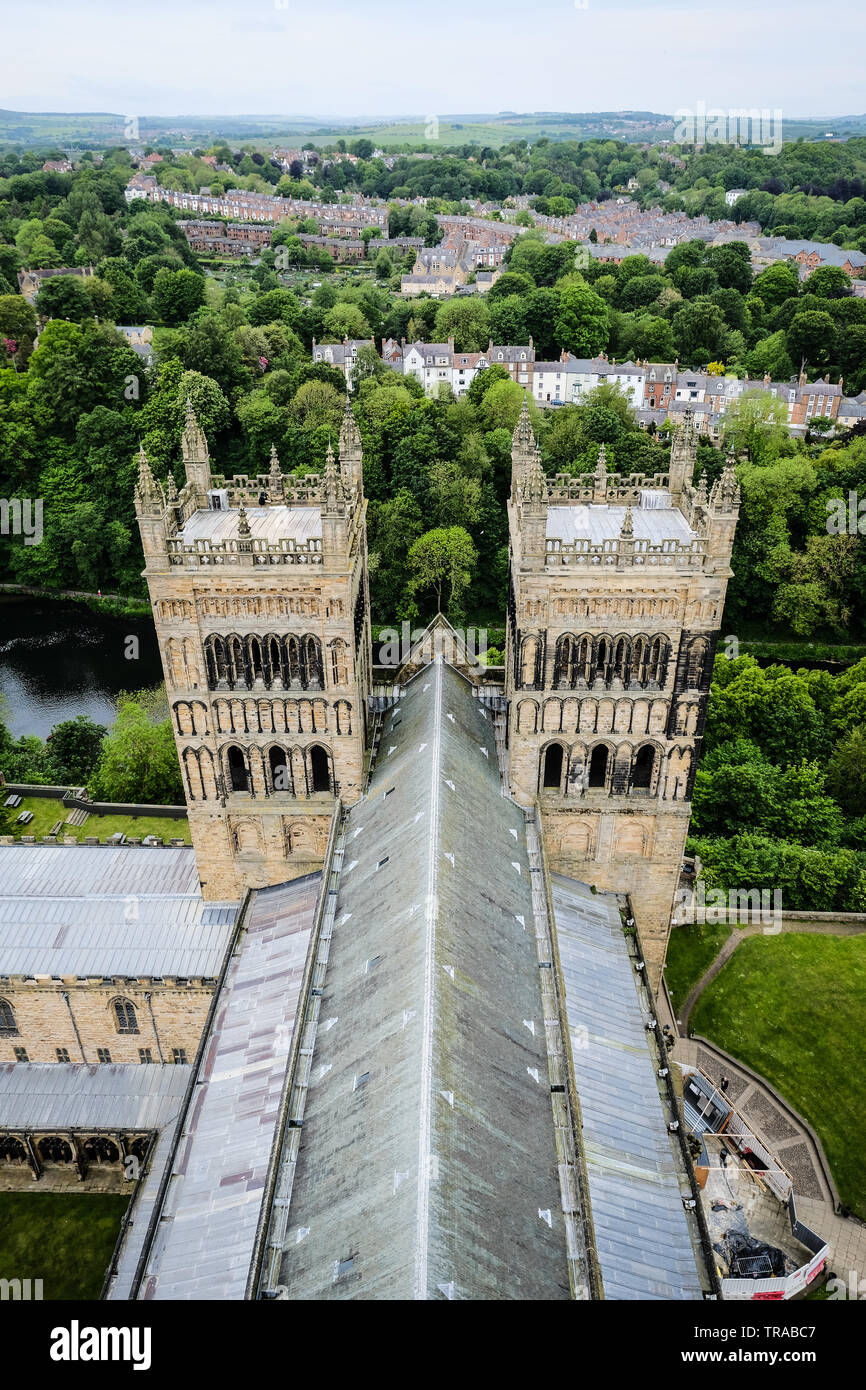 View of Durham, England, from the top of the Central Tower at Durham Cathedral Stock Photo