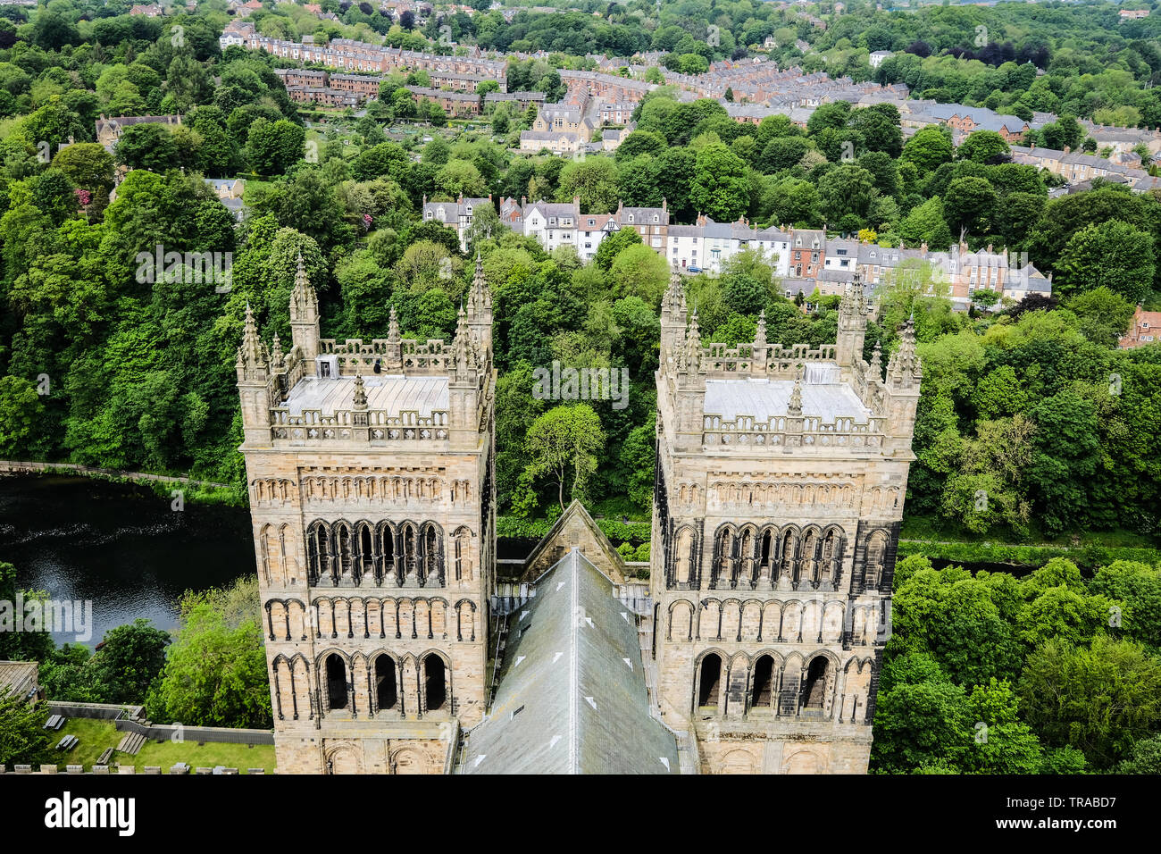 View from the top of the Central Tower at Durham Cathedral, England Stock Photo