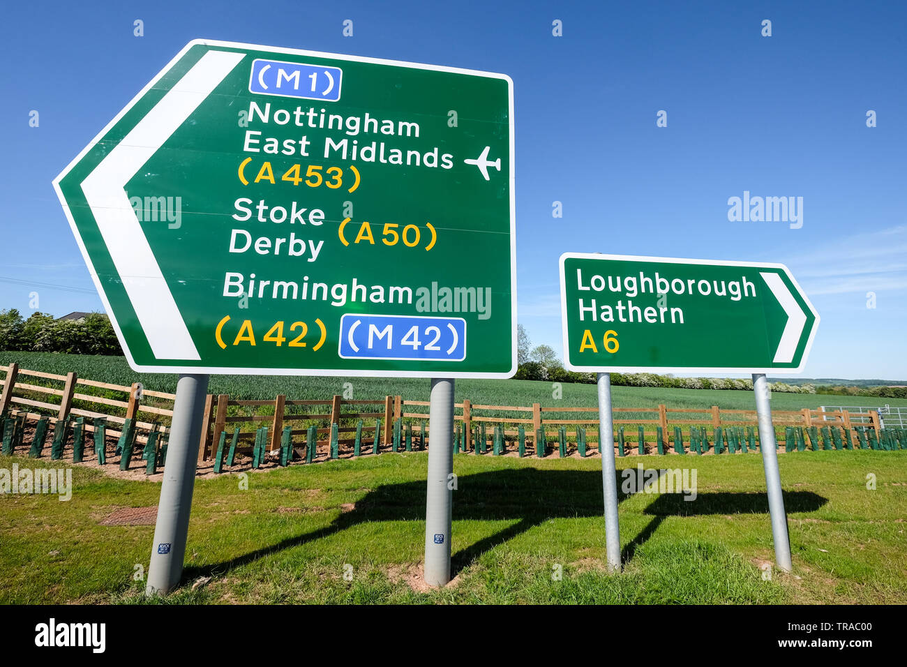 road signs on the kegworth bypass Stock Photo Alamy