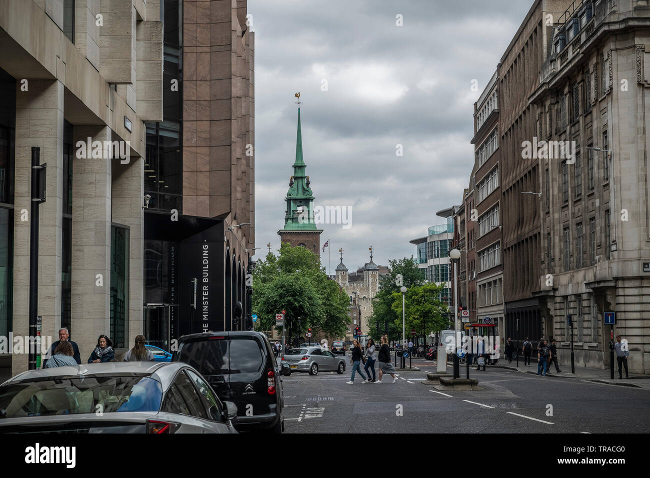 Eastcheap Looking Towards The Tower of London Stock Photo