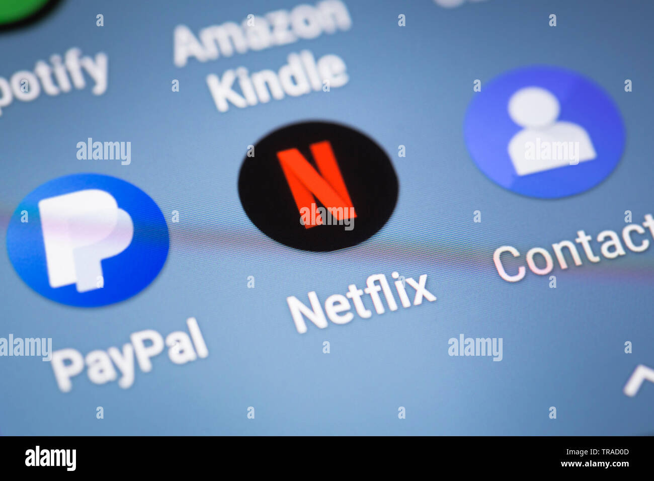 Netflix logo icon on mobile phone screen Stock Photo
