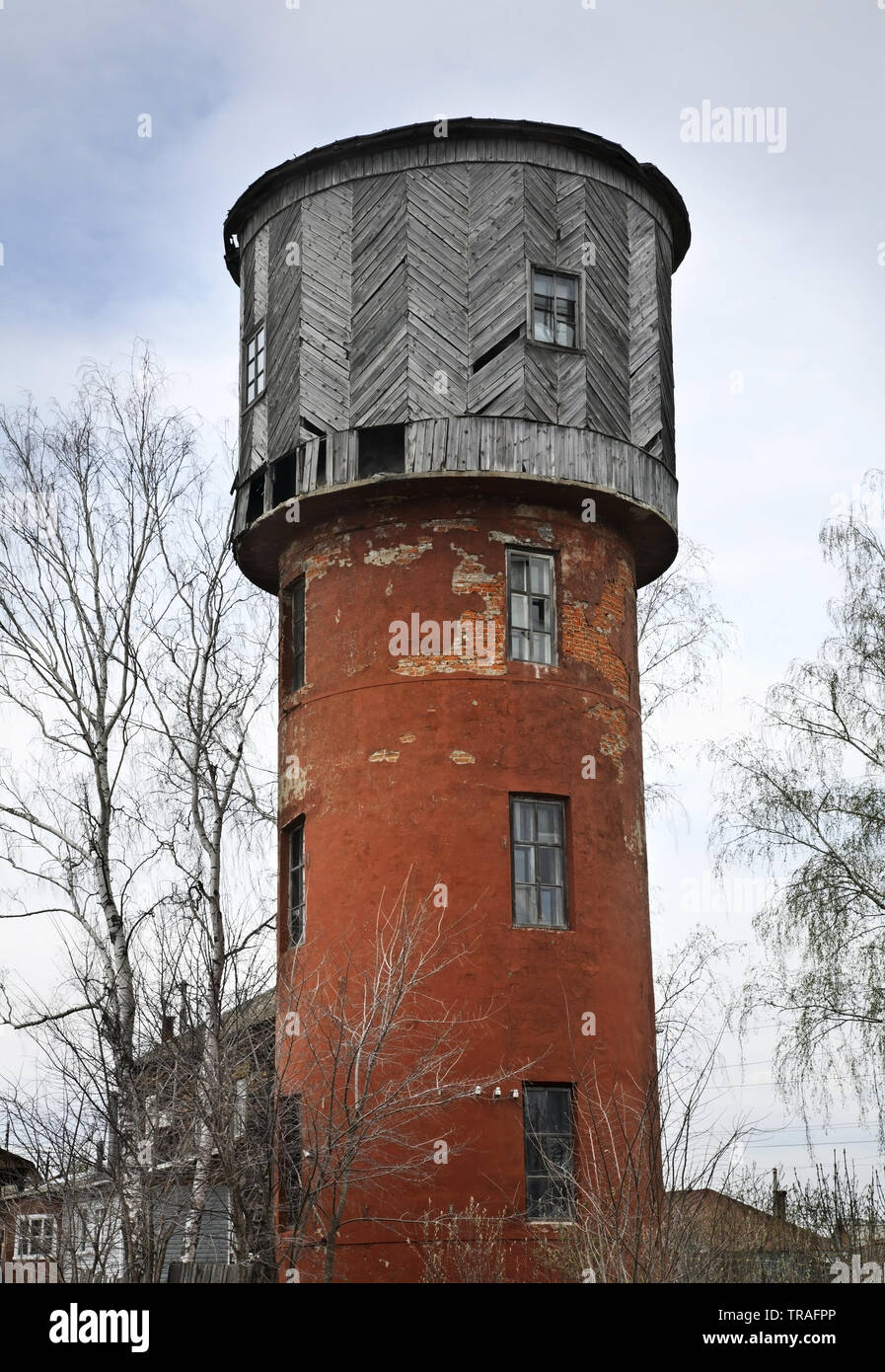 Water tower in Spas-Klepiki. Ryazan Oblast. Russia Stock Photo
