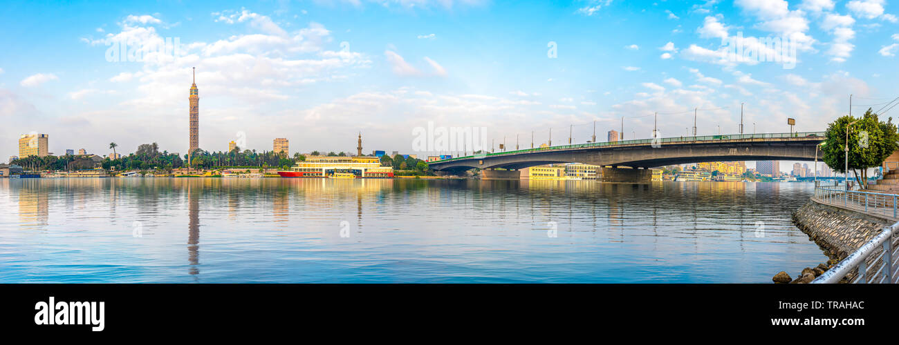 Panorama of the Nile River, view of the Cairo city Stock Photo