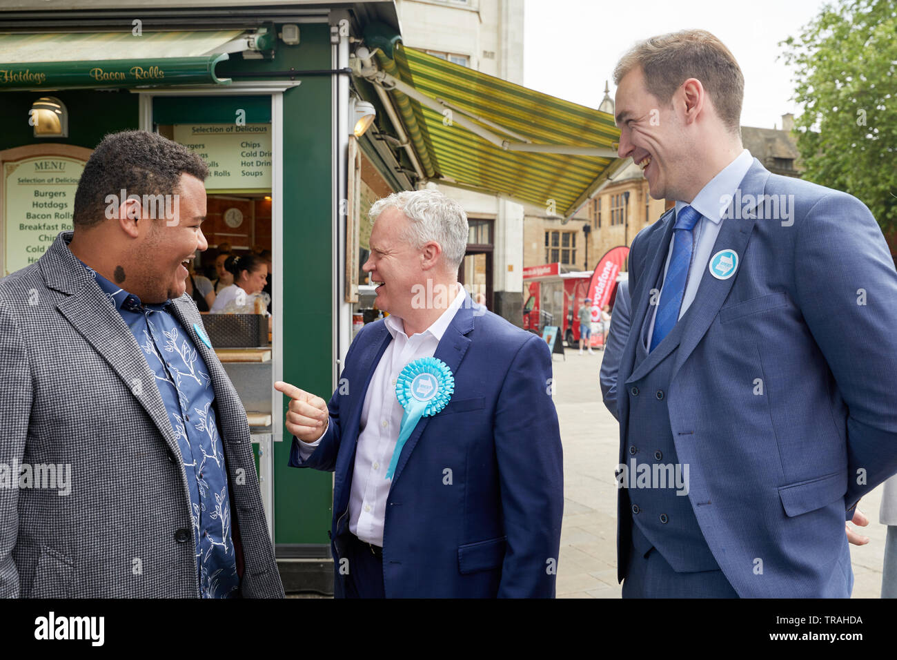 Peterborough, U.K. - 1 June, 2019: Brexit Party candidate Mike Greene out campaigning on the weekend before the Peterborough by-election. Stock Photo