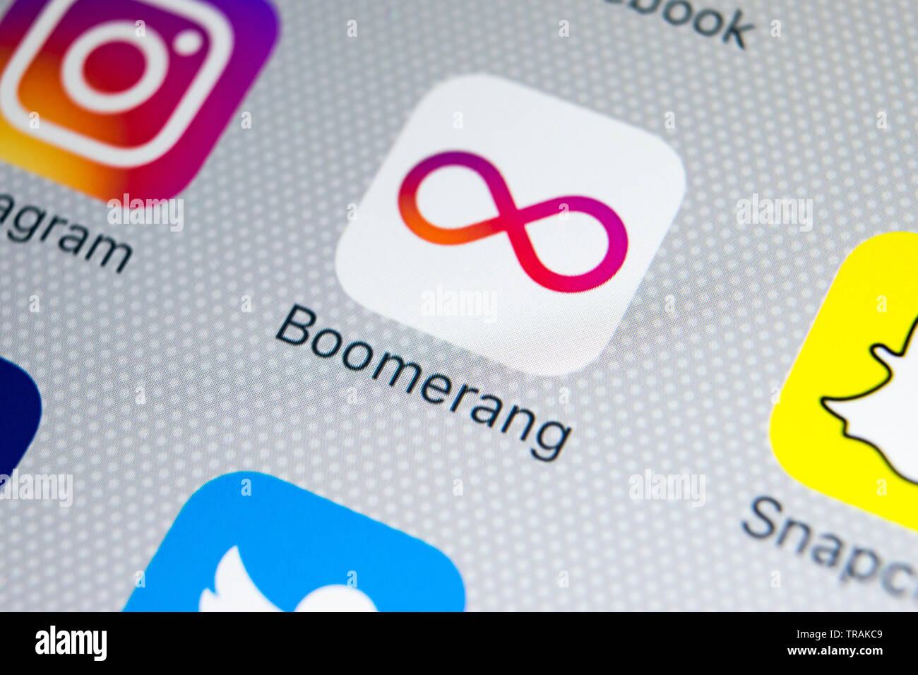 Boomerang Application Icon on Apple IPhone X Screen Closeup