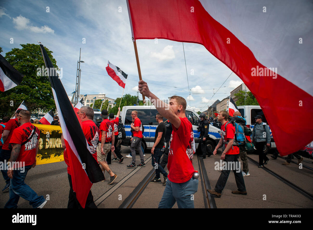 'Tag Der Deutschen Zukunft'- Day of German Future. Far right march in Chemnitz on June 1st. Stock Photo