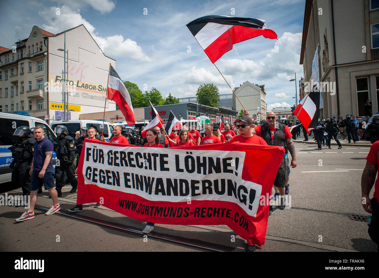 'Tag Der Deutschen Zukunft'- Day of German Future. Far right march in Chemnitz on June 1st. Stock Photo