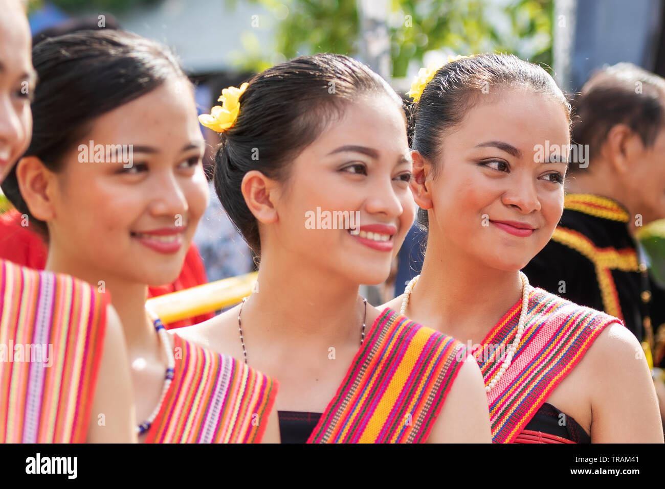 Portraits of Kadazan Dusun young girls in traditional attire from Kota ...