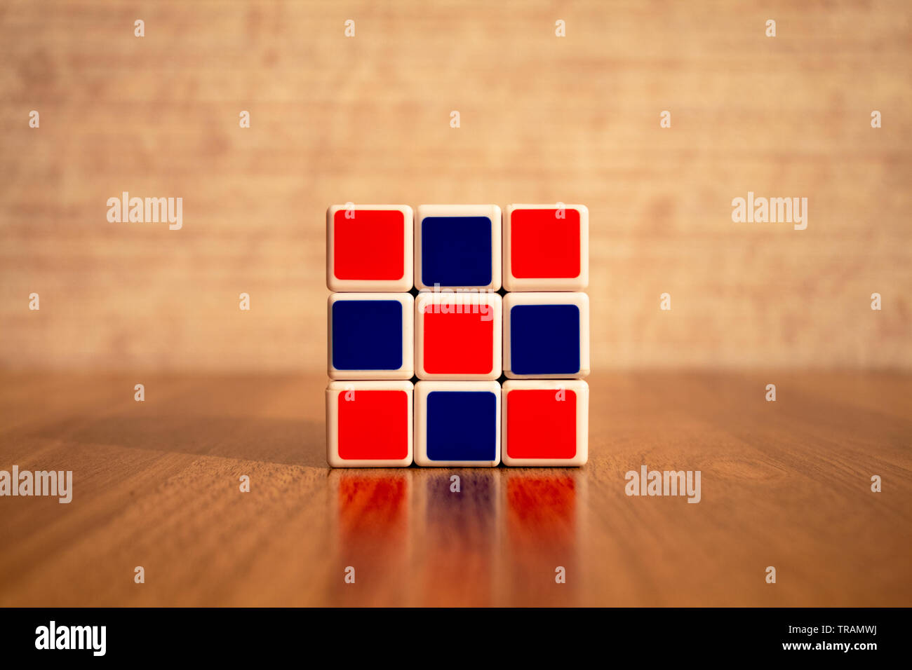 Rubic's Cube  on the table Stock Photo