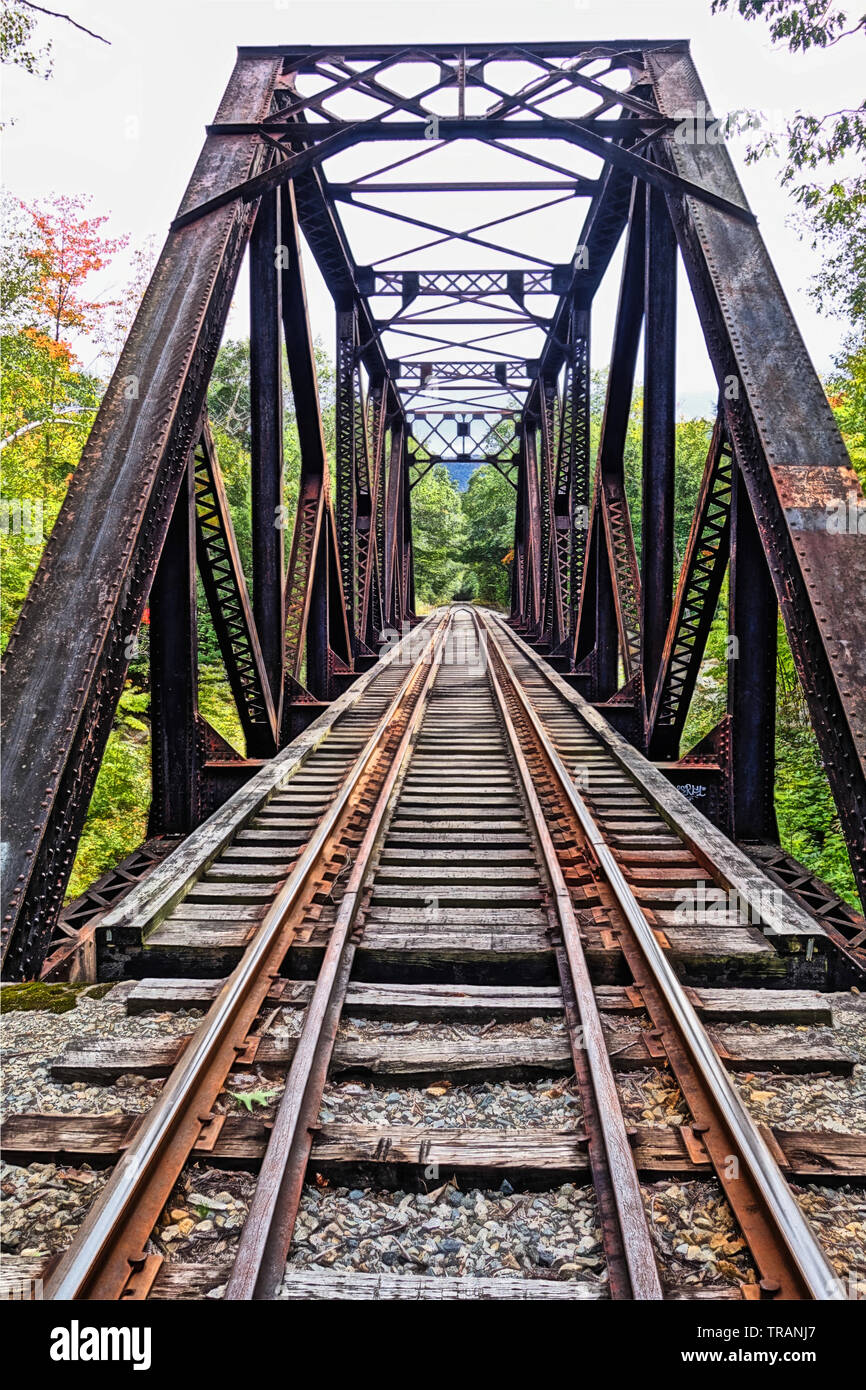 A train trestle spanning a low point in the topography Stock Photo - Alamy