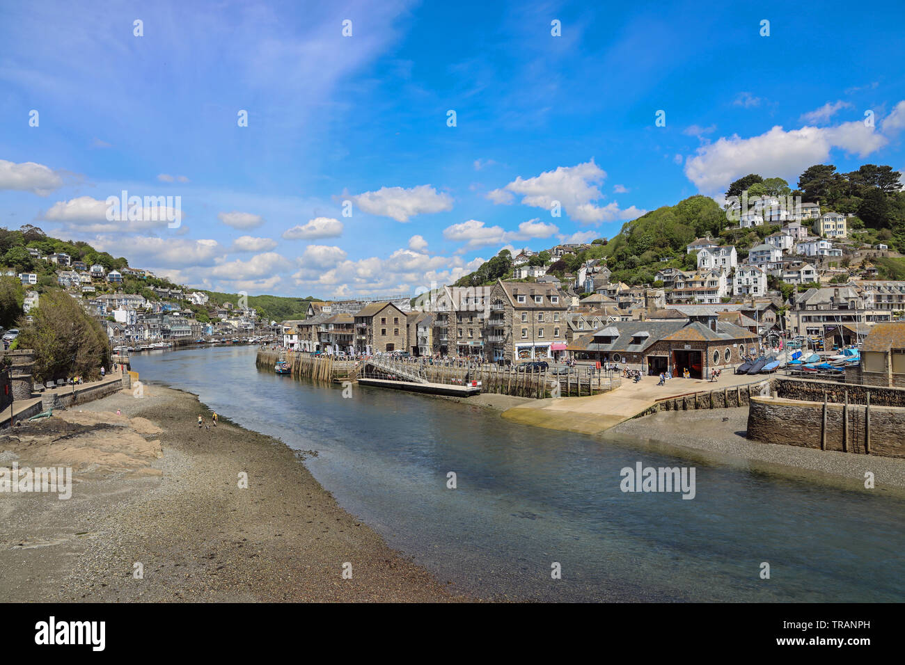 River Looe Cornwall. East and West Looe on hills either side, with