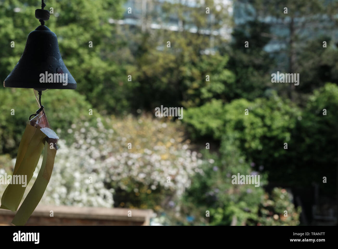 Wind bells chimes and natural background concept with copy space Stock