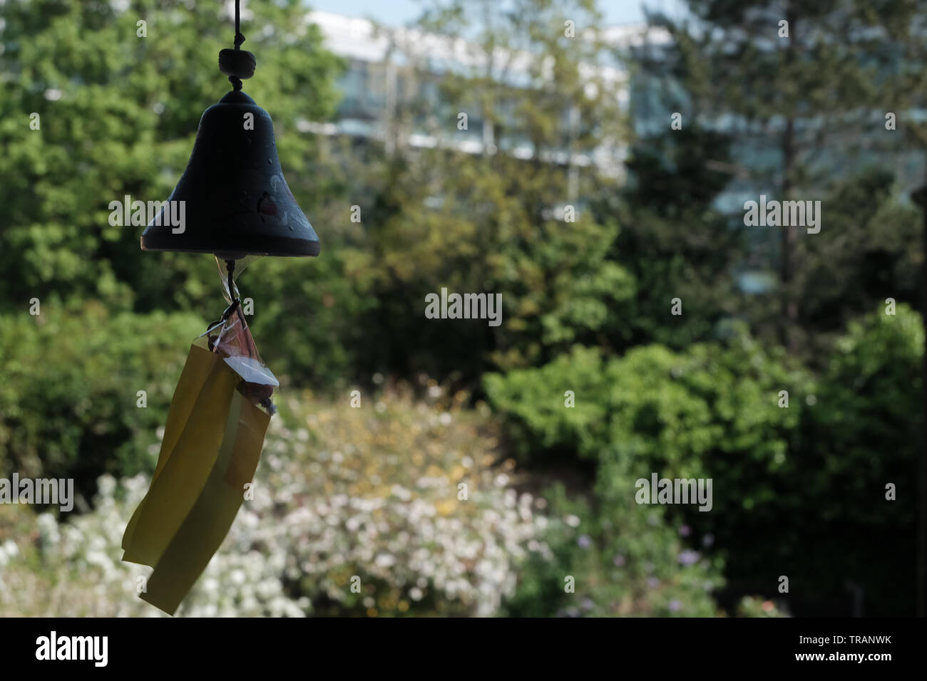 Wind bells chimes and natural background concept with copy space Stock