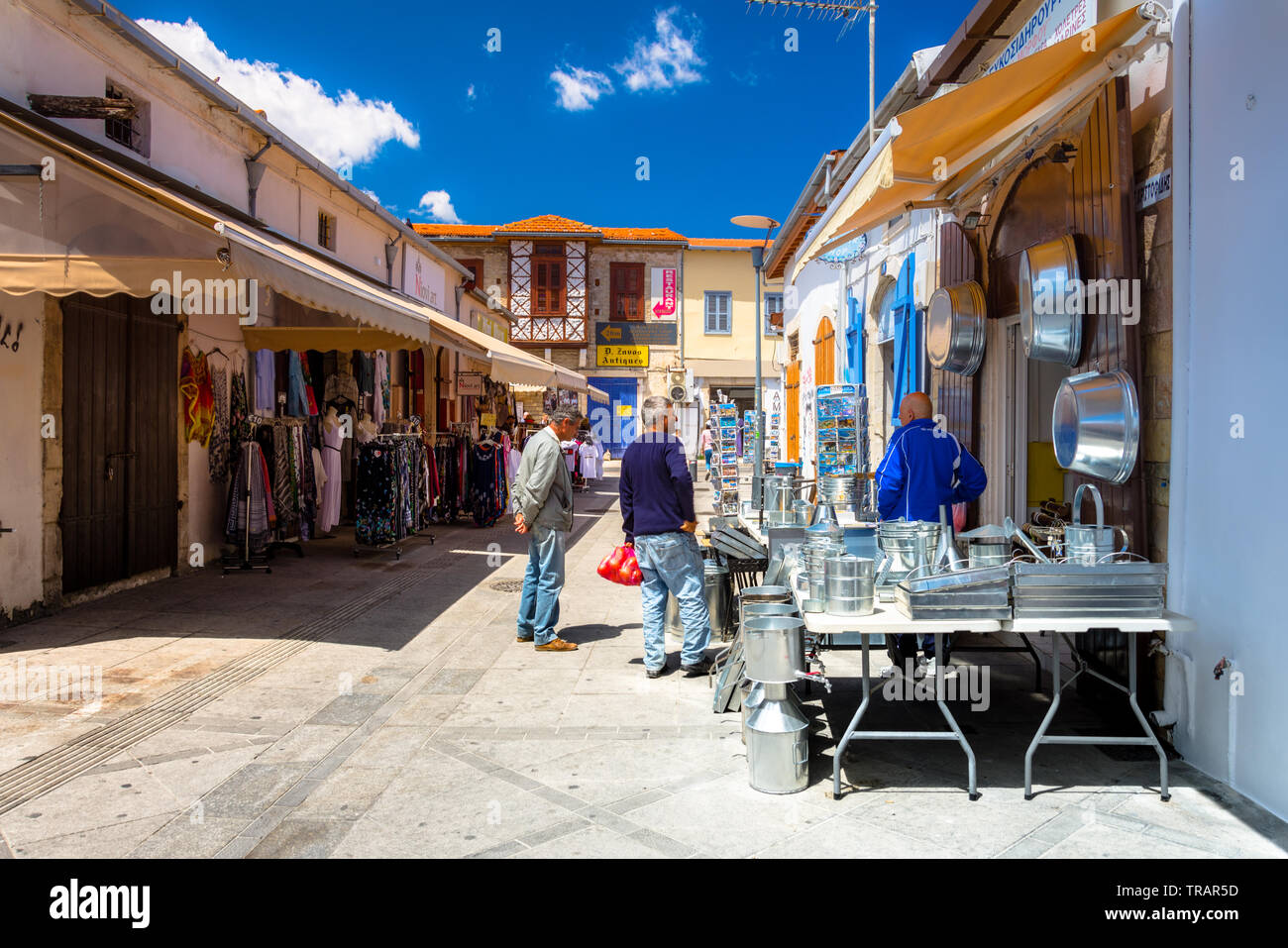 Traditional market in the center of the old town of Limassol, Cyprus Stock Photo