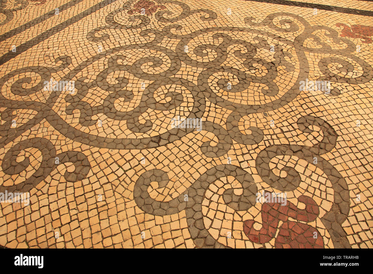 Portugal, Algarve, Faro, pavement, mosaic, street scene, Stock Photo