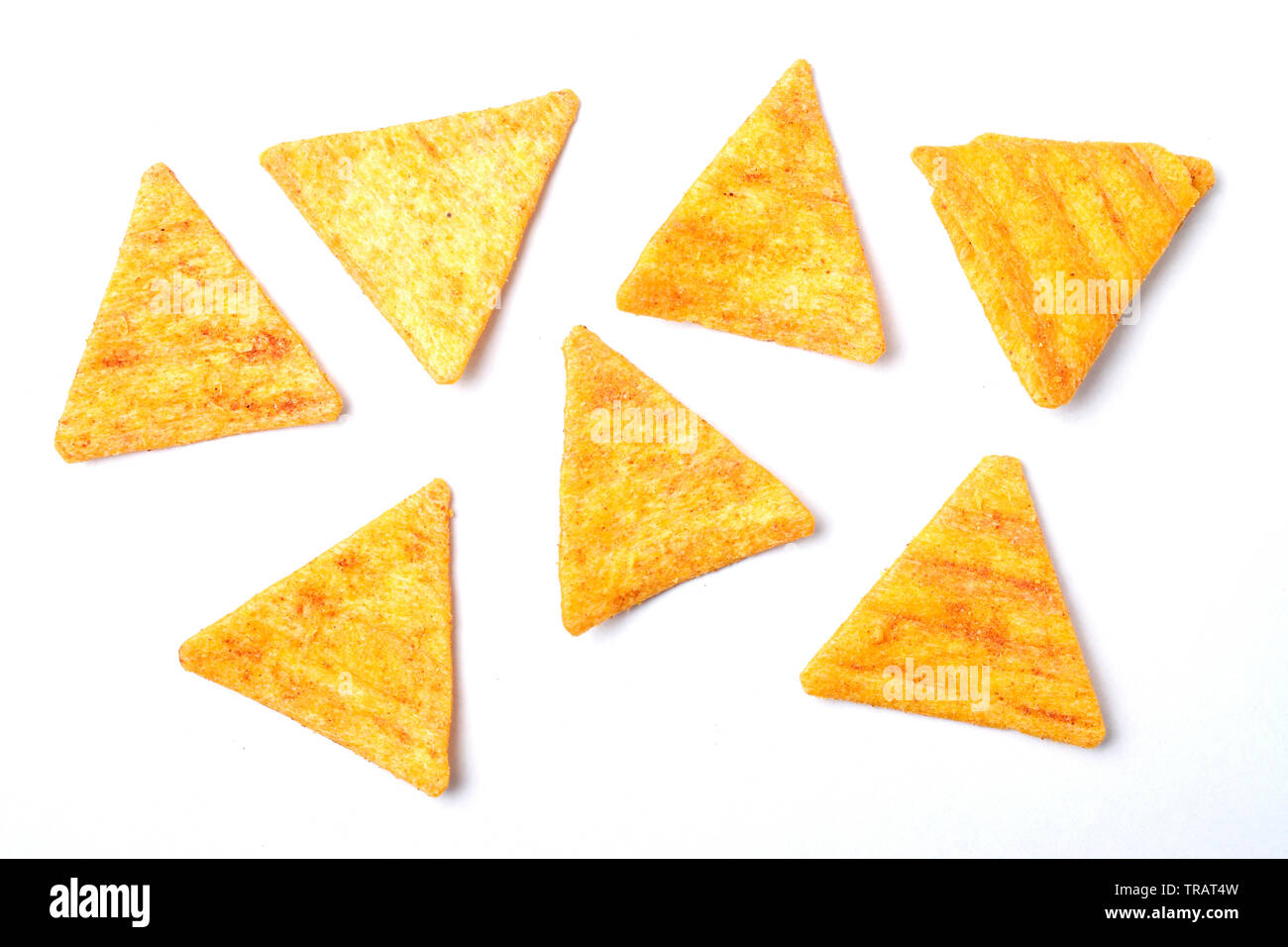 nacho chips isolated on white background, unhealthy junk fired food