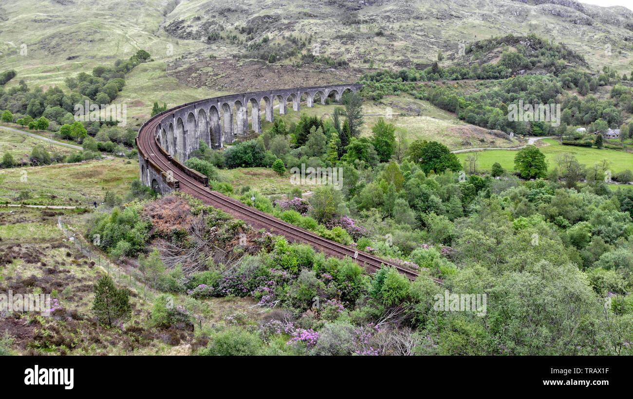 Glenfinnan Viaduct, aerial view by drone Scotland, UK Stock Photo Alamy
