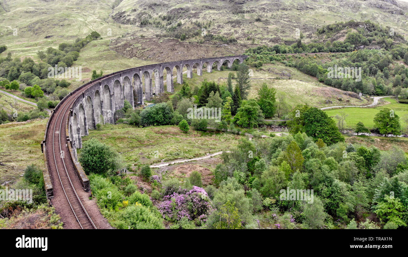 Glenfinnan Viaduct, aerial view by drone Scotland, UK Stock Photo Alamy