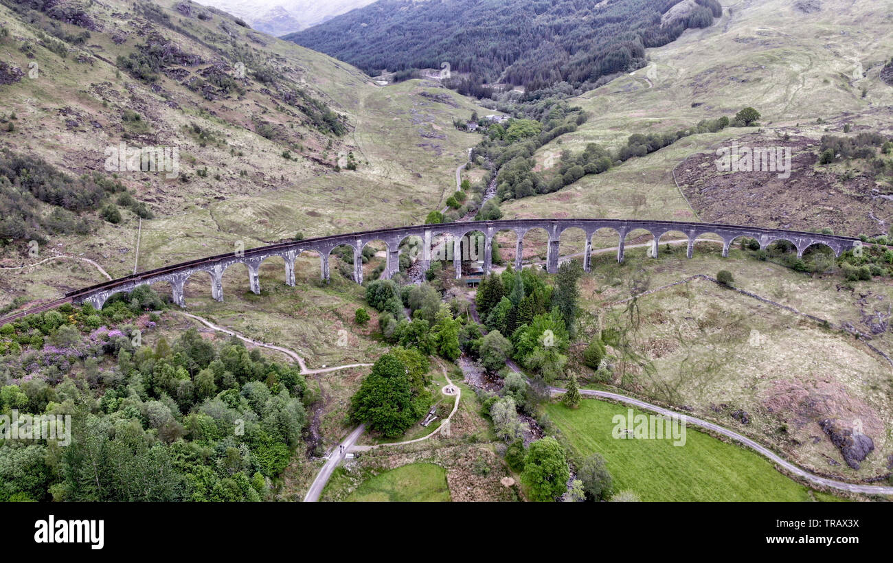 Glenfinnan Viaduct, aerial view by drone Scotland, UK Stock Photo Alamy