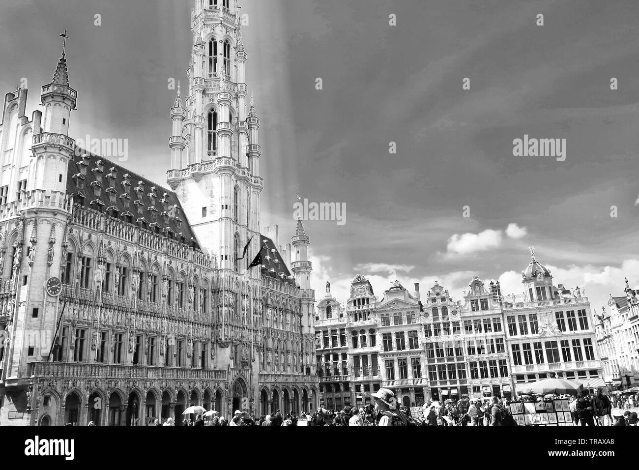 Brussels, Belgium - May 2019: The buildings of The Grand Place. Stock Photo