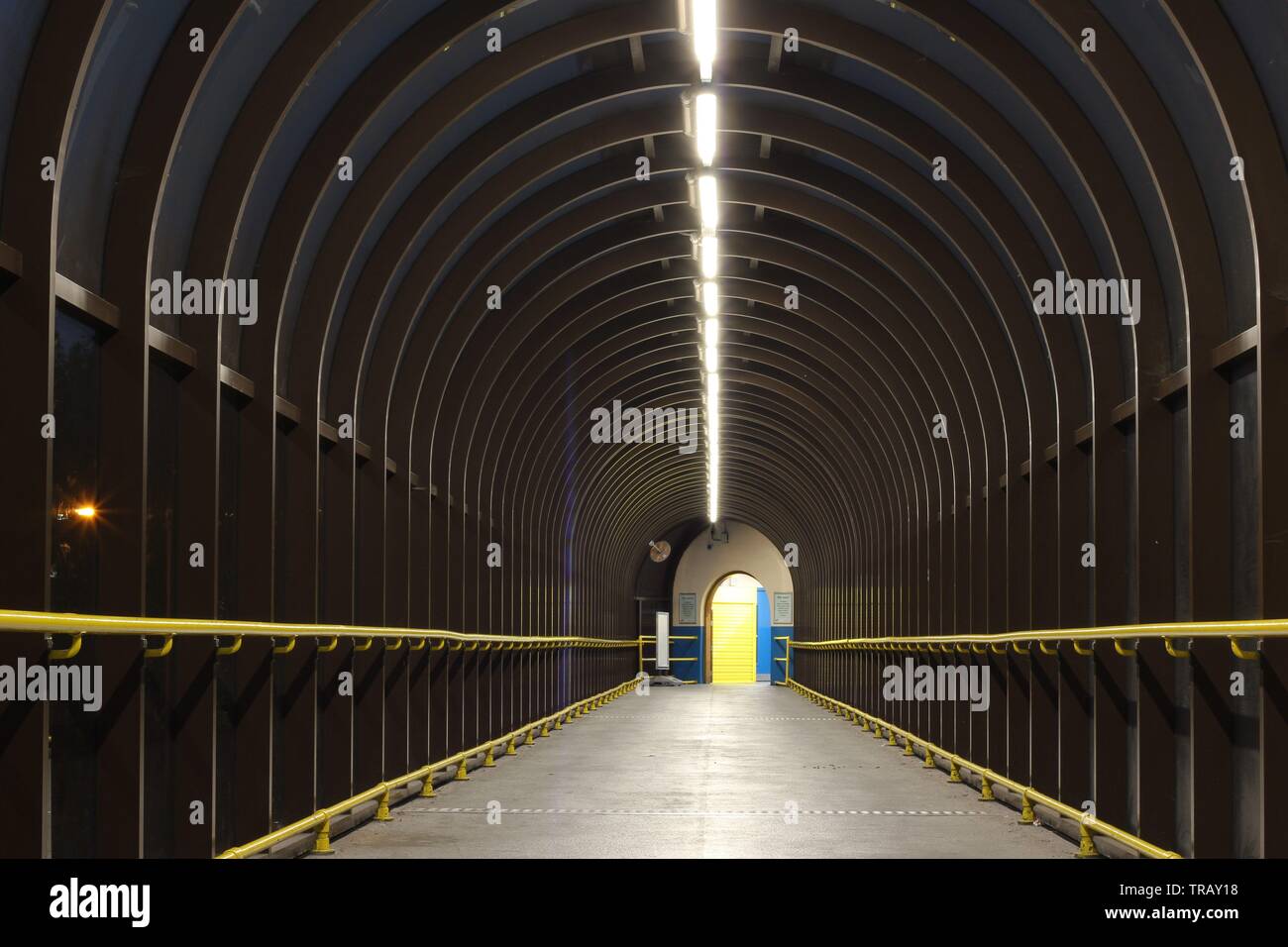 Long tunnel connecting building, London, England Stock Photo Alamy