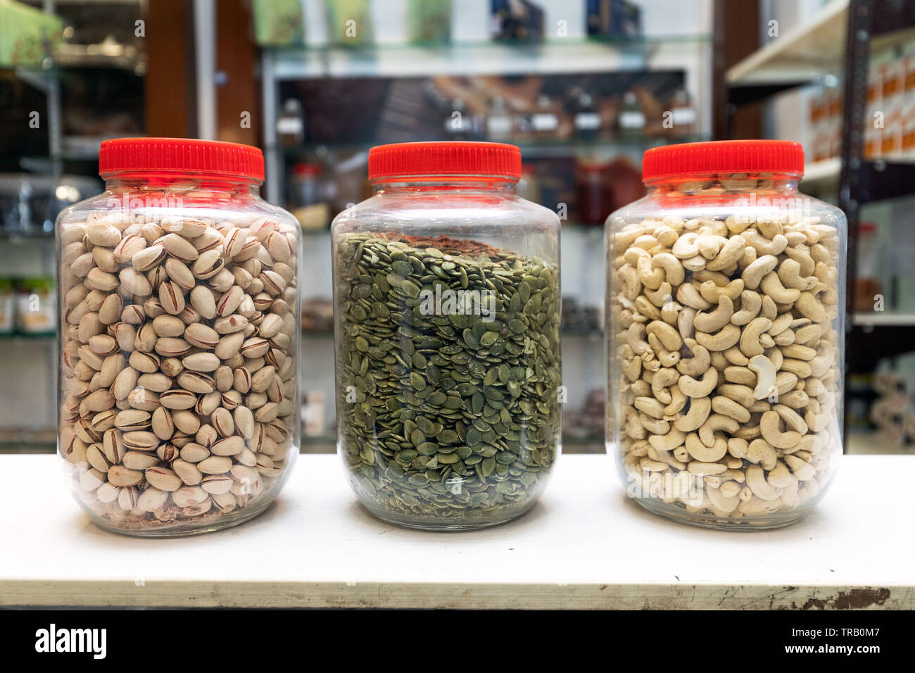Various dry fruits on sale at Shivram Peshawari & Bros, a 100 year old Dry Fruit store in