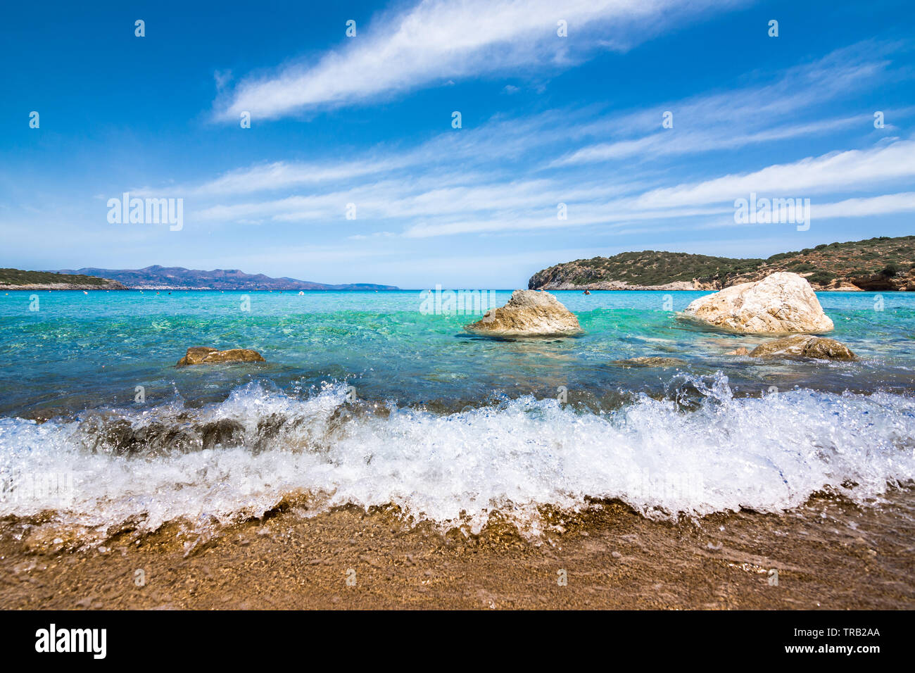 Istron Tropical beach of Voulisma beach, Istron, Crete, Greece Stock Photo - Alamy