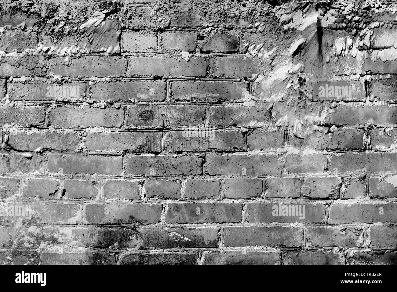 Old brick wall texture close up. Brick wall background black and white ...