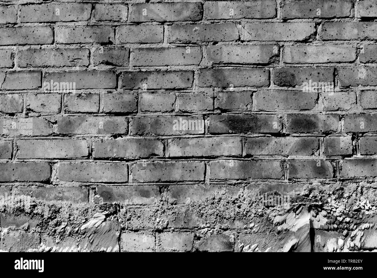 Old brick wall texture close up. Brick wall background black and white ...