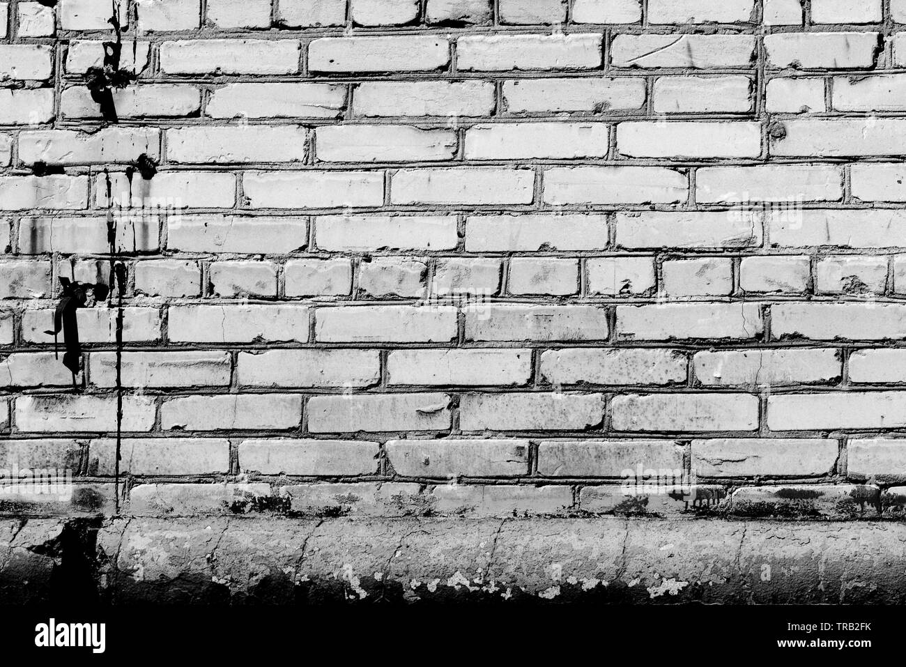 Old brick wall texture close up. Brick wall background black and white ...