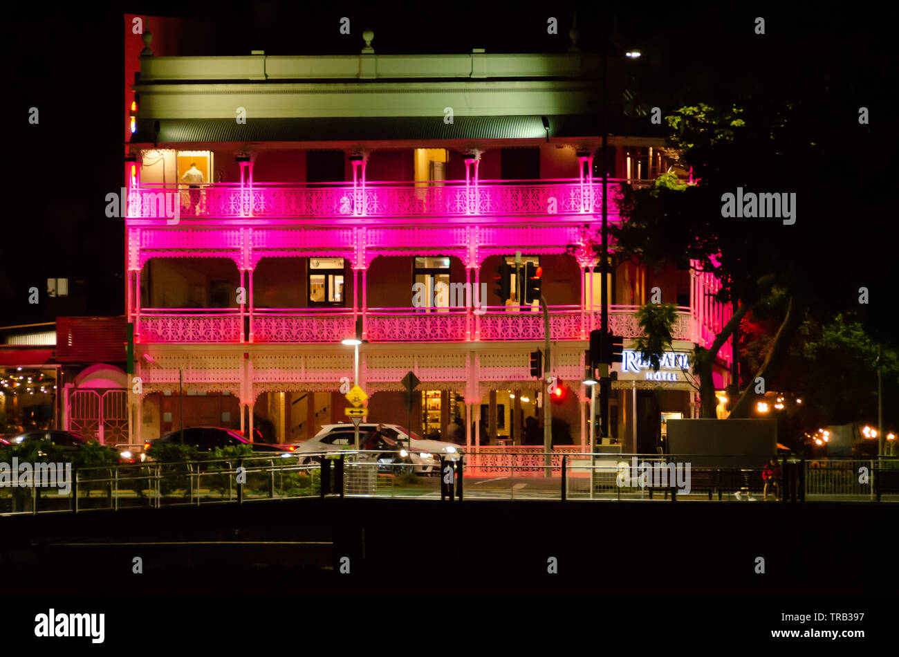 Riverside pub, hotel, Brisbane, Queensland, Australia Stock Photo