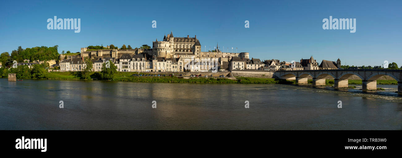 Amboise chateau on the Loire River, Loire Valley, Indre-et-Loire Departement, Centre-Val de Loire, France, Europe Stock Photo