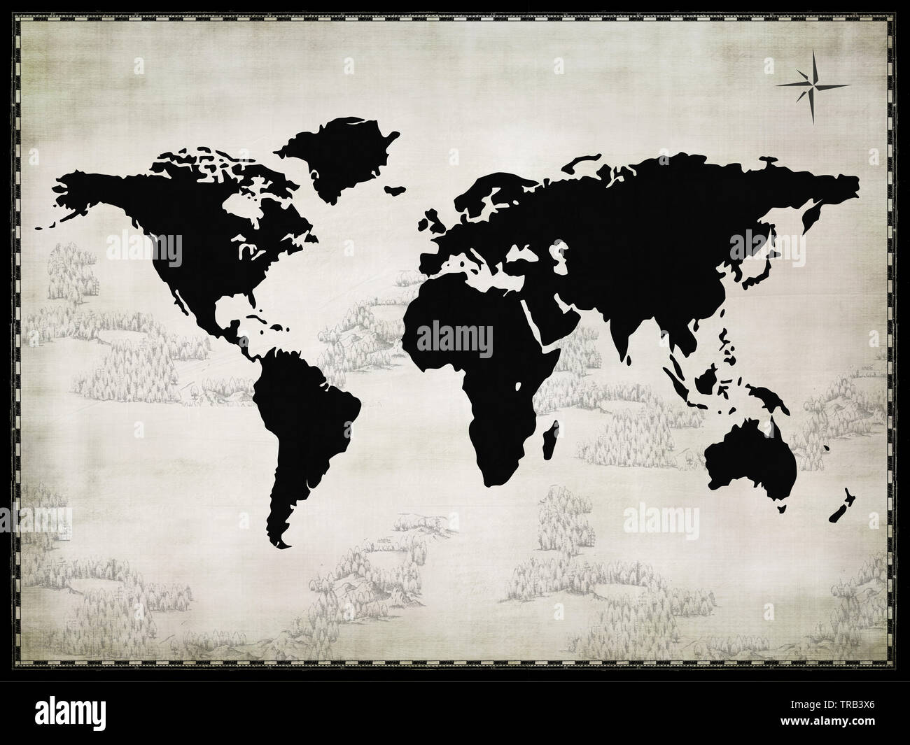 Old black and white world map hi-res stock photography and images - Alamy