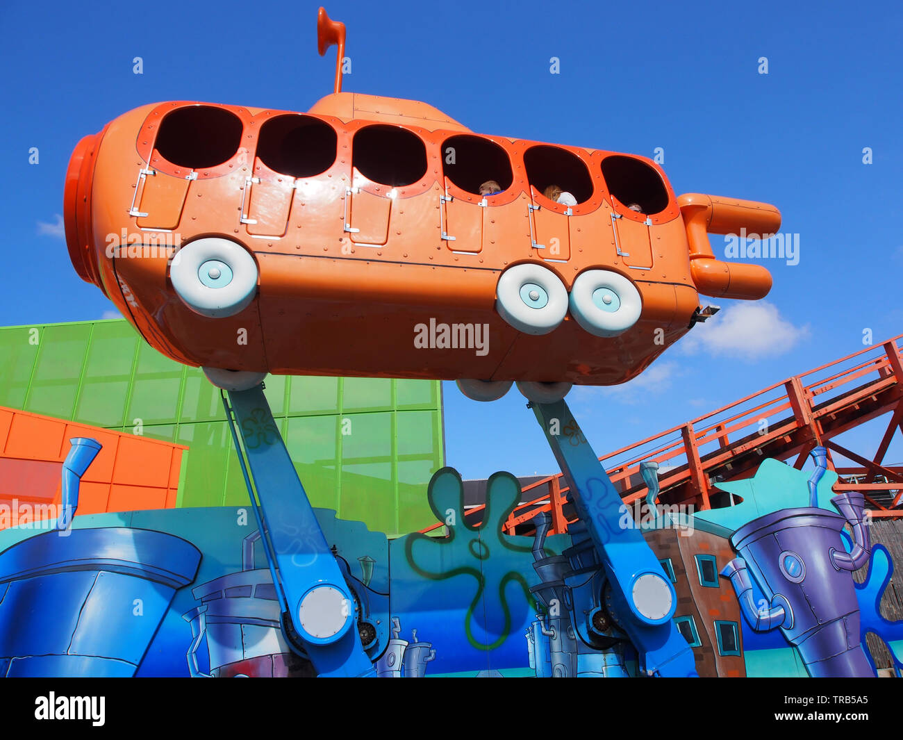 The Bikini Bottom Bus tour ride at Blackpool Pleasure beach, Lancashire, England Stock Photo