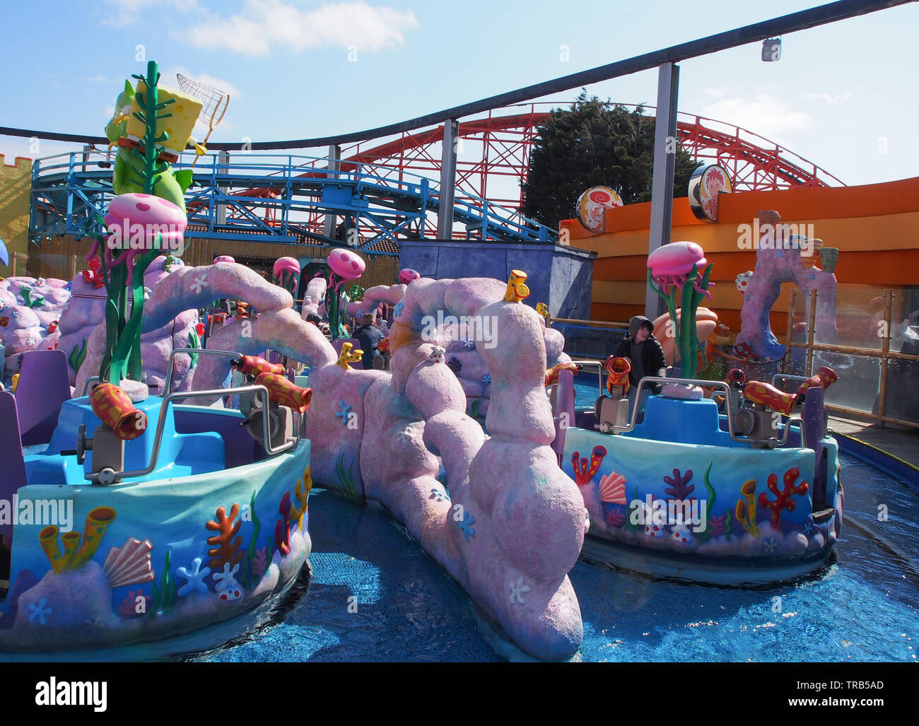 Spongebob S Splash Bash Ride At Blackpool Pleasure Beach Lancashire England Stock Photo Alamy